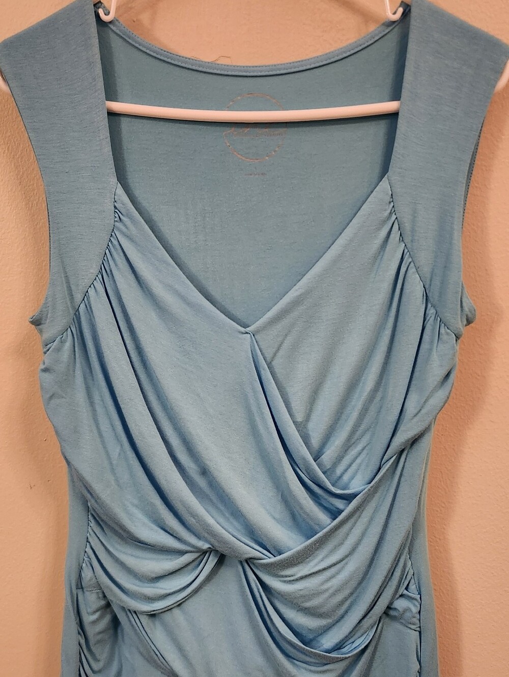 INC International Concepts Women's Blue Ruched V-Neck Sleeveless Tank Top L